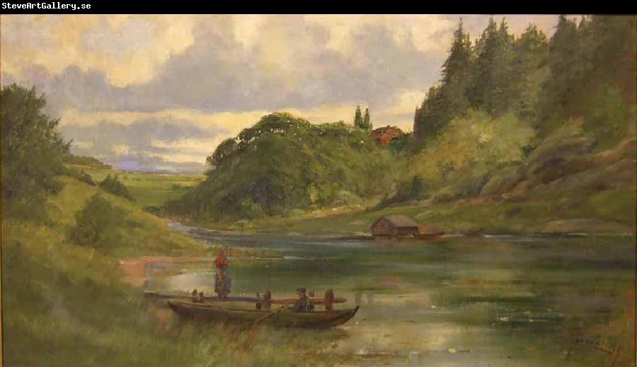 Johan Fredrik Krouthen Woman and Boat